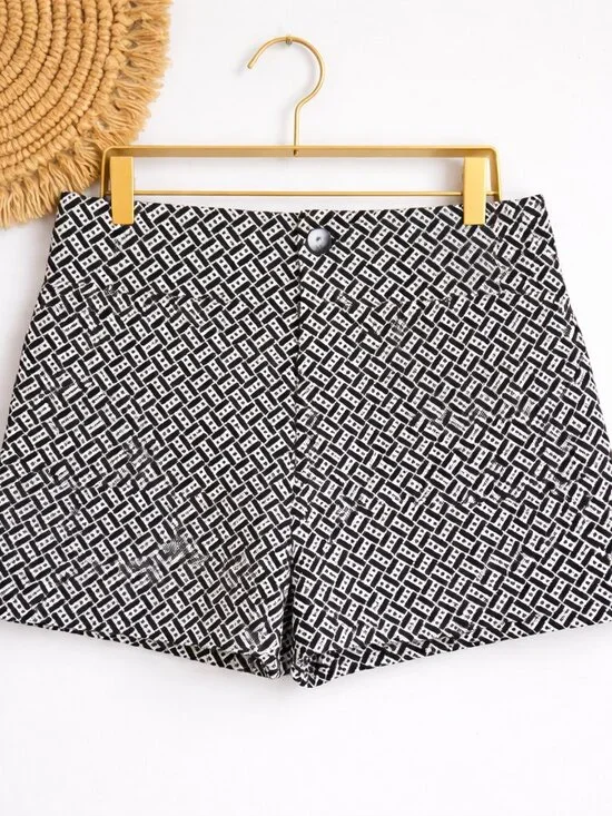 Anthropologie NEW Maeve The Colette Black & White Geometric Shorts SZ 28 6 Mod - Picture 8 of 8